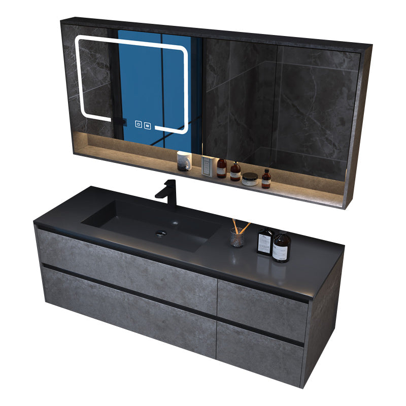 Glam Bathroom Vanity Cabinet Limestone Top with Mirror and Standalone Cabinet Vanity Set Clearhalo 'Bathroom Remodel & Bathroom Fixtures' 'Bathroom Vanities' 'bathroom_vanities' 'Home Improvement' 'home_improvement' 'home_improvement_bathroom_vanities' 6299970