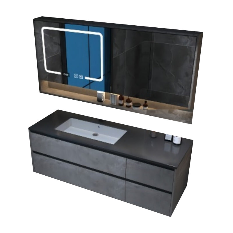 Glam Bathroom Vanity Cabinet Limestone Top with Mirror and Standalone Cabinet Vanity Set Clearhalo 'Bathroom Remodel & Bathroom Fixtures' 'Bathroom Vanities' 'bathroom_vanities' 'Home Improvement' 'home_improvement' 'home_improvement_bathroom_vanities' 6299971