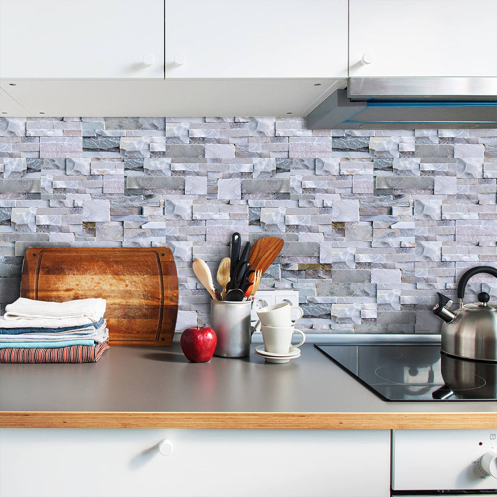 Modern Grey PVC Peel and Stick Tiles Rectangular Stacked Stone Mosaic Tile 90-Piece Set Clearhalo 'Flooring 'Home Improvement' 'home_improvement' 'home_improvement_peel_stick_blacksplash' 'Peel & Stick Backsplash Tile' 'peel_stick_blacksplash' 'Walls & Ceilings' Walls and Ceiling' 6299988
