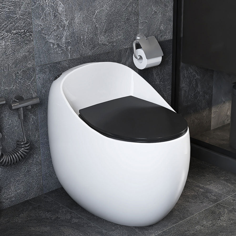 Modern Floor Mount Toilet Siphon Ceramic Flush Toilet with Seat for Bathroom Black White 12" Clearhalo 'Bathroom Remodel & Bathroom Fixtures' 'Home Improvement' 'home_improvement' 'home_improvement_toilets' 'Toilets & Bidets' 'Toilets' 6300564