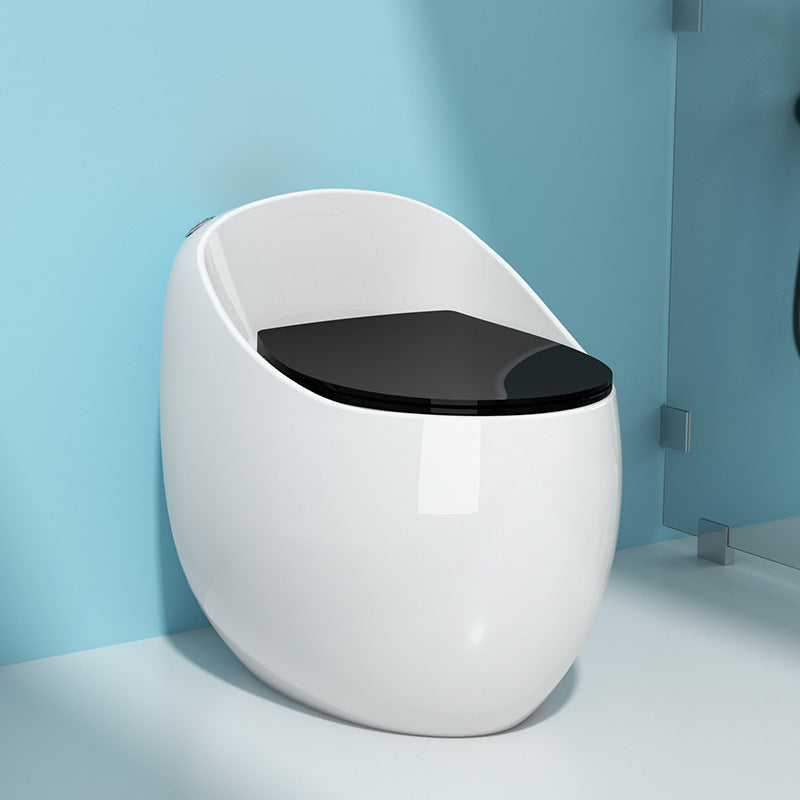 Modern Floor Mount Toilet Siphon Ceramic Flush Toilet with Seat for Bathroom Black White 16" Clearhalo 'Bathroom Remodel & Bathroom Fixtures' 'Home Improvement' 'home_improvement' 'home_improvement_toilets' 'Toilets & Bidets' 'Toilets' 6300567