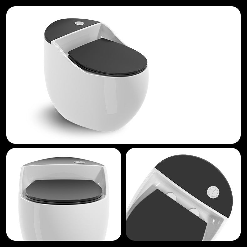 Modern Toilet Concealed Tank One-Piece Flush Toilet with Slow Close Seat Black White Clearhalo 'Bathroom Remodel & Bathroom Fixtures' 'Home Improvement' 'home_improvement' 'home_improvement_toilets' 'Toilets & Bidets' 'Toilets' 6300587