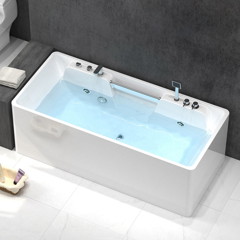 Modern Rectangular Bath Tub Bathroom Soaking with Center Drain Tub 55"L x 28"W x 23"H Massage Tub with Silver 5-Piece Set Clearhalo 'Bathroom Remodel & Bathroom Fixtures' 'Bathtubs' 'Home Improvement' 'home_improvement' 'home_improvement_bathtubs' 'Showers & Bathtubs' 6300794
