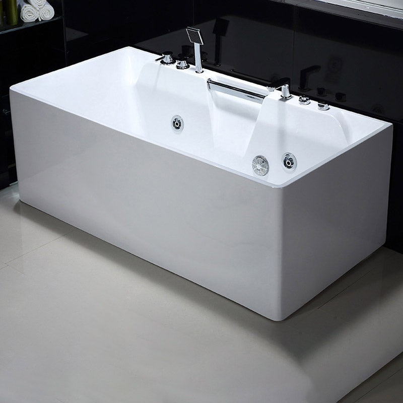 Modern Rectangular Bath Tub Bathroom Soaking with Center Drain Tub 67"L x 31"W x 23"H Massage Tub with Silver 5-Piece Set Clearhalo 'Bathroom Remodel & Bathroom Fixtures' 'Bathtubs' 'Home Improvement' 'home_improvement' 'home_improvement_bathtubs' 'Showers & Bathtubs' 6300796