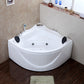 White Corner Acrylic Bath Tub Bathroom Modern Back to Wall Tub 51"L x 51"W x 25"H Massage Tub with Silver 5-Piece Set Clearhalo 'Bathroom Remodel & Bathroom Fixtures' 'Bathtubs' 'Home Improvement' 'home_improvement' 'home_improvement_bathtubs' 'Showers & Bathtubs' 6300823