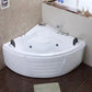 White Corner Acrylic Bath Tub Bathroom Modern Back to Wall Tub 59"L x 59"W x 25"H Massage Tub with Silver 5-Piece Set Clearhalo 'Bathroom Remodel & Bathroom Fixtures' 'Bathtubs' 'Home Improvement' 'home_improvement' 'home_improvement_bathtubs' 'Showers & Bathtubs' 6300824