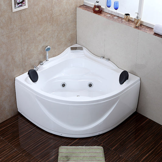 White Corner Acrylic Bath Tub Bathroom Modern Back to Wall Tub Clearhalo 'Bathroom Remodel & Bathroom Fixtures' 'Bathtubs' 'Home Improvement' 'home_improvement' 'home_improvement_bathtubs' 'Showers & Bathtubs' 6300836