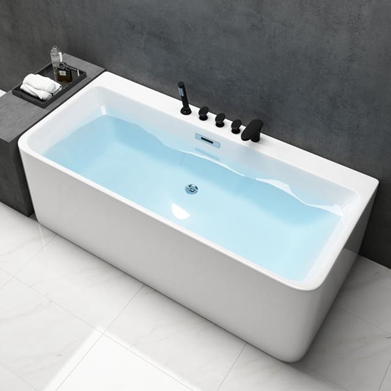 Modern Rectangular Bath Tub with Drain and Overflow Trim Bathtub Tub Only Tub with Black 5-Piece Set Clearhalo 'Bathroom Remodel & Bathroom Fixtures' 'Bathtubs' 'Home Improvement' 'home_improvement' 'home_improvement_bathtubs' 'Showers & Bathtubs' 6300849