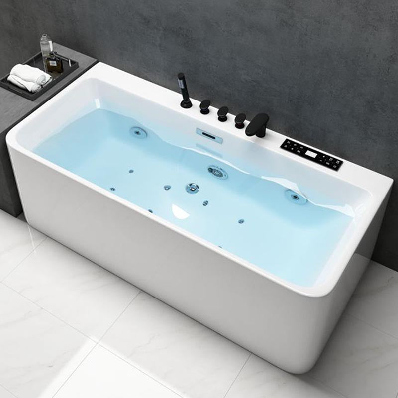 Modern Rectangular Bath Tub with Drain and Overflow Trim Bathtub Tub with Black 5-Piece Set Clearhalo 'Bathroom Remodel & Bathroom Fixtures' 'Bathtubs' 'Home Improvement' 'home_improvement' 'home_improvement_bathtubs' 'Showers & Bathtubs' 6300857
