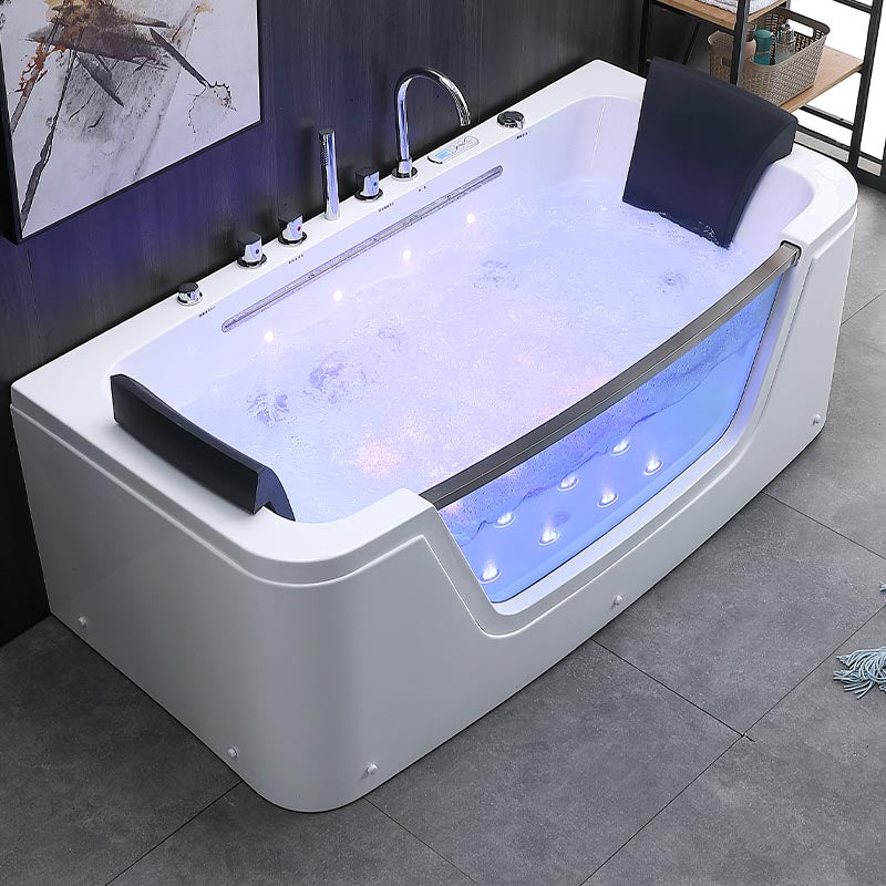Bathroom Modern Acrylic Bath Tub Back to Wall Center Drain Tub Clearhalo 'Bathroom Remodel & Bathroom Fixtures' 'Bathtubs' 'Home Improvement' 'home_improvement' 'home_improvement_bathtubs' 'Showers & Bathtubs' 6301332