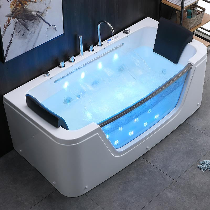 Bathroom Modern Acrylic Bath Tub Back to Wall Center Drain Tub Clearhalo 'Bathroom Remodel & Bathroom Fixtures' 'Bathtubs' 'Home Improvement' 'home_improvement' 'home_improvement_bathtubs' 'Showers & Bathtubs' 6301337