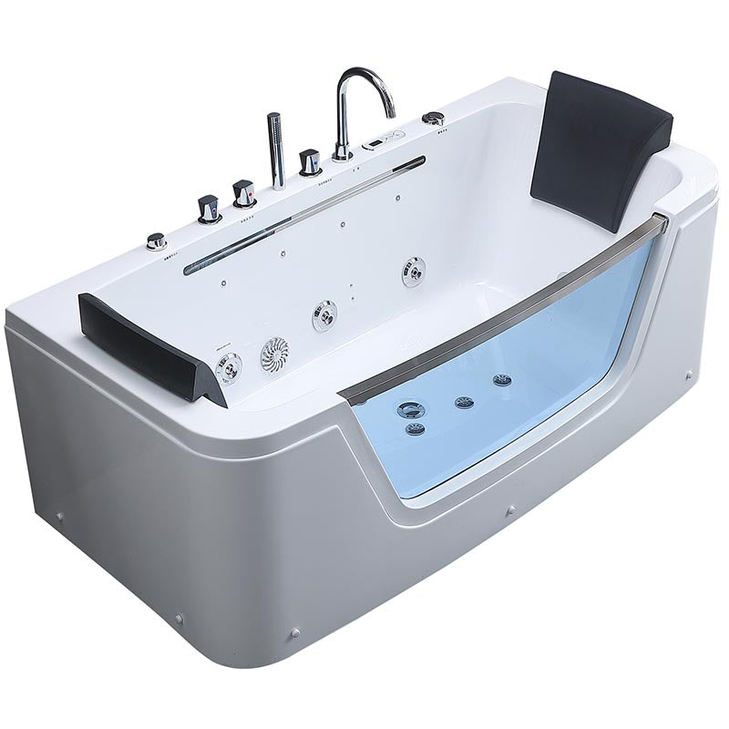 Bathroom Modern Acrylic Bath Tub Back to Wall Center Drain Tub Clearhalo 'Bathroom Remodel & Bathroom Fixtures' 'Bathtubs' 'Home Improvement' 'home_improvement' 'home_improvement_bathtubs' 'Showers & Bathtubs' 6301341