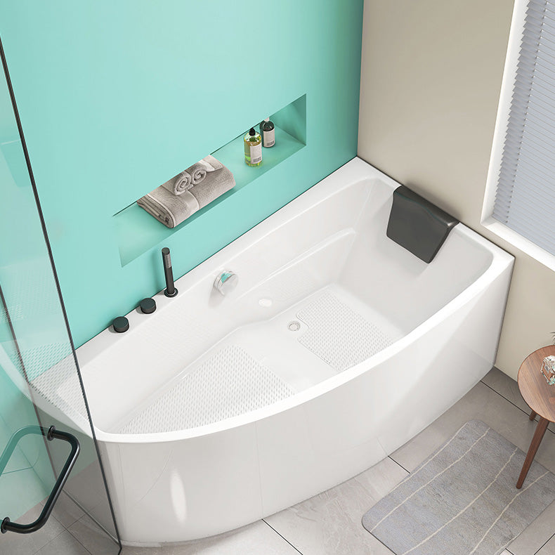 Modern Corner White Bathtub Back to Wall with Drain Bath Tub 51"L x 27.5"W x 24"H Left Tub with Deck Faucets Clearhalo 'Bathroom Remodel & Bathroom Fixtures' 'Bathtubs' 'Home Improvement' 'home_improvement' 'home_improvement_bathtubs' 'Showers & Bathtubs' 6310290