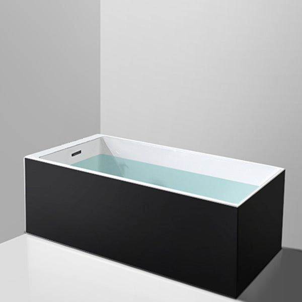Rectangular Back to Wall Bathtub Bathroom Acrylic Soaking Bath Tub Black Tub Clearhalo 'Bathroom Remodel & Bathroom Fixtures' 'Bathtubs' 'Home Improvement' 'home_improvement' 'home_improvement_bathtubs' 'Showers & Bathtubs' 6310408
