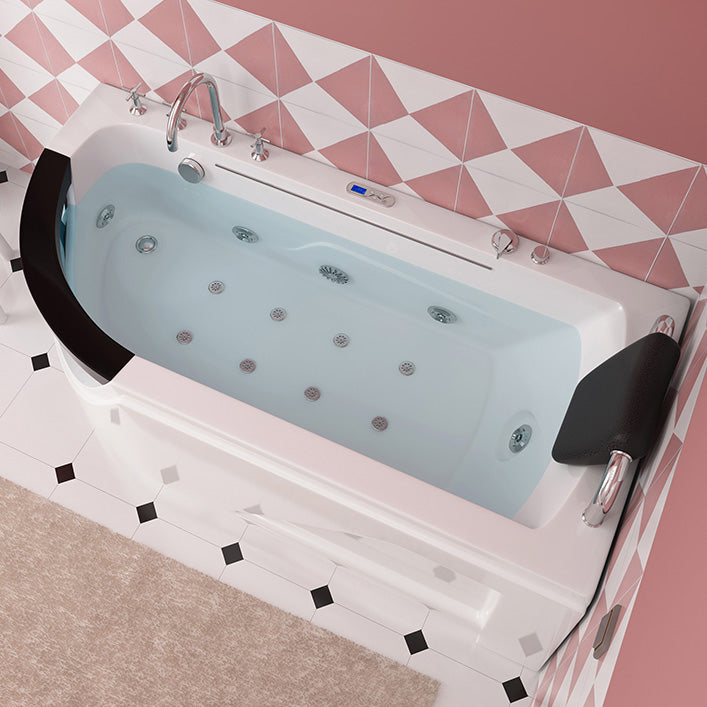 Left-Hand Drain Bathroom Tub Modern Free Form Back to Wall Bathtub 59.1"L x 31.9"W x 23.6"H Massage & Waterfall & Thermostat & Chromotherapy Tub with Silver 5-Piece Set Clearhalo 'Bathroom Remodel & Bathroom Fixtures' 'Bathtubs' 'Home Improvement' 'home_improvement' 'home_improvement_bathtubs' 'Showers & Bathtubs' 6310431