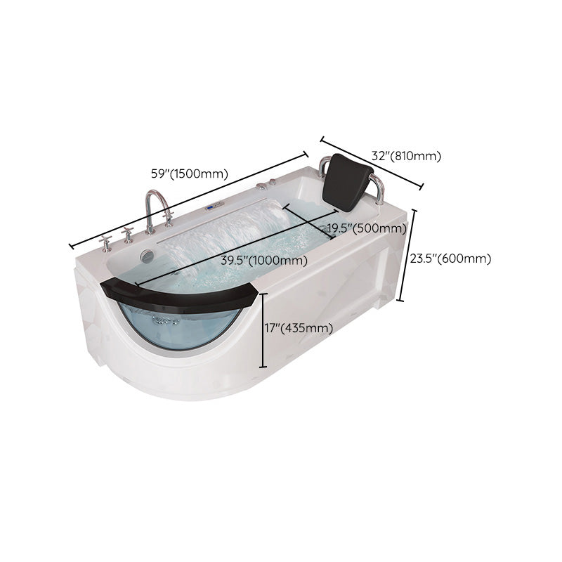 Left-Hand Drain Bathroom Tub Modern Free Form Back to Wall Bathtub Clearhalo 'Bathroom Remodel & Bathroom Fixtures' 'Bathtubs' 'Home Improvement' 'home_improvement' 'home_improvement_bathtubs' 'Showers & Bathtubs' 6310447