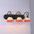 Stained Glass Grid Patterned Sconce Light Tiffany 3 Heads Yellow/Orange/Blue Wall Mounted Lamp with Curved Arm Orange Clearhalo 'Industrial' 'Middle century wall lights' 'Tiffany wall lights' 'Tiffany' 'Wall Lamps & Sconces' 'Wall Lights' Lighting' 63111