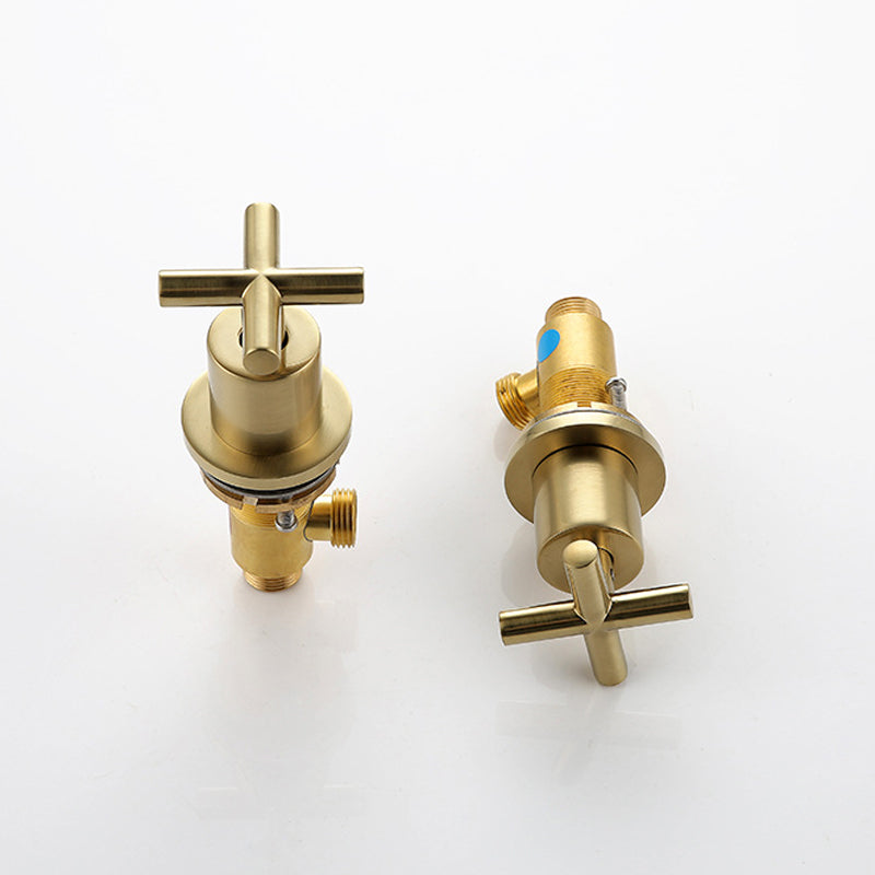 Glam Centerset Faucet Brass Cross Handles 3 Holes Gooseneck Bathroom Sink Faucet Clearhalo 'Bathroom Remodel & Bathroom Fixtures' 'Bathroom Sink Faucets' 'Bathroom Sinks & Faucet Components' 'bathroom_sink_faucets' 'Home Improvement' 'home_improvement' 'home_improvement_bathroom_sink_faucets' 6311527