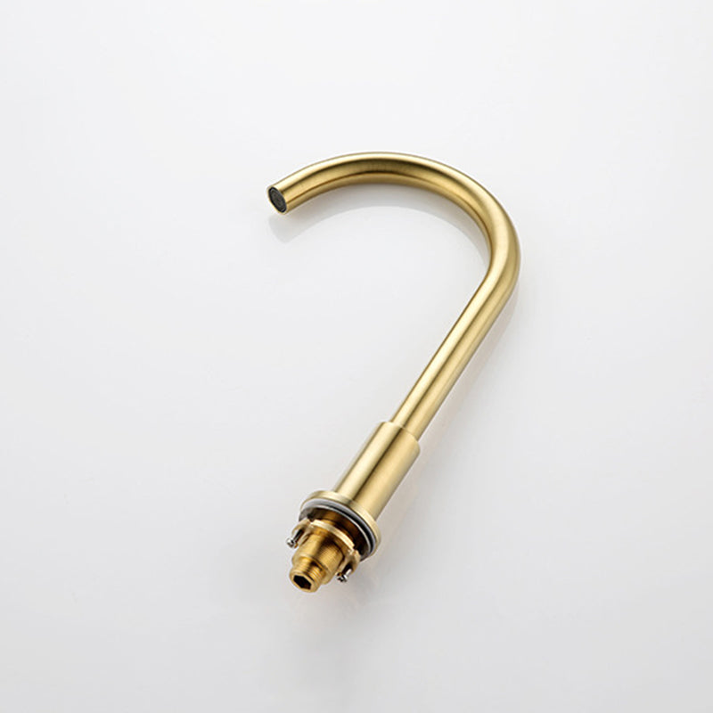 Glam Centerset Faucet Brass Cross Handles 3 Holes Gooseneck Bathroom Sink Faucet Clearhalo 'Bathroom Remodel & Bathroom Fixtures' 'Bathroom Sink Faucets' 'Bathroom Sinks & Faucet Components' 'bathroom_sink_faucets' 'Home Improvement' 'home_improvement' 'home_improvement_bathroom_sink_faucets' 6311530