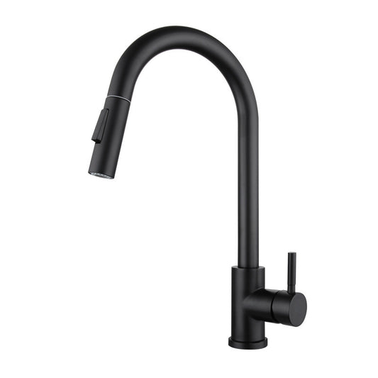 Modern Touch Kitchen Faucet Stainless Steel Single Handle Retractable Kitchen Faucet Clearhalo 'Home Improvement' 'home_improvement' 'home_improvement_kitchen_faucets' 'Kitchen Faucets' 'Kitchen Remodel & Kitchen Fixtures' 'Kitchen Sinks & Faucet Components' 'kitchen_faucets' 6311562