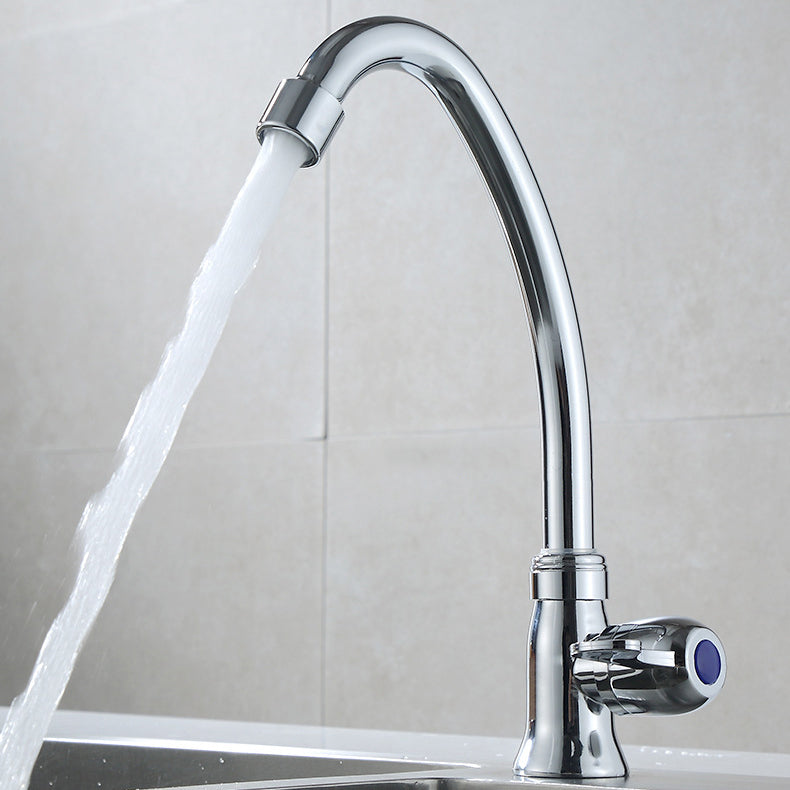 Contemporary Single Handle Bar Faucet 1-Hold Water Faucet in Chrome Clearhalo 'Home Improvement' 'home_improvement' 'home_improvement_kitchen_faucets' 'Kitchen Faucets' 'Kitchen Remodel & Kitchen Fixtures' 'Kitchen Sinks & Faucet Components' 'kitchen_faucets' 6311574