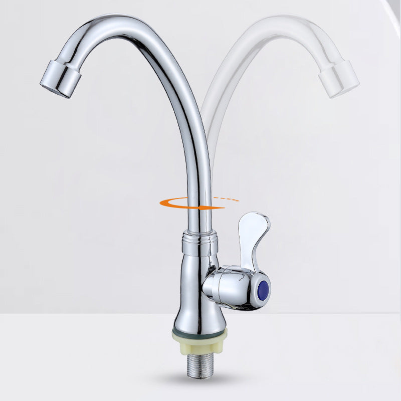 Contemporary Single Handle Bar Faucet 1-Hold Water Faucet in Chrome Clearhalo 'Home Improvement' 'home_improvement' 'home_improvement_kitchen_faucets' 'Kitchen Faucets' 'Kitchen Remodel & Kitchen Fixtures' 'Kitchen Sinks & Faucet Components' 'kitchen_faucets' 6311576