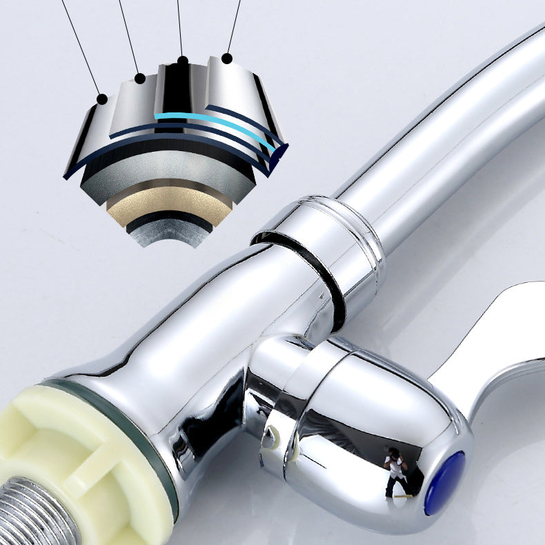 Contemporary Single Handle Bar Faucet 1-Hold Water Faucet in Chrome Clearhalo 'Home Improvement' 'home_improvement' 'home_improvement_kitchen_faucets' 'Kitchen Faucets' 'Kitchen Remodel & Kitchen Fixtures' 'Kitchen Sinks & Faucet Components' 'kitchen_faucets' 6311577