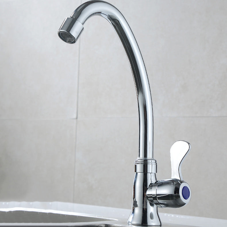 Contemporary Single Handle Bar Faucet 1-Hold Water Faucet in Chrome Clearhalo 'Home Improvement' 'home_improvement' 'home_improvement_kitchen_faucets' 'Kitchen Faucets' 'Kitchen Remodel & Kitchen Fixtures' 'Kitchen Sinks & Faucet Components' 'kitchen_faucets' 6311585