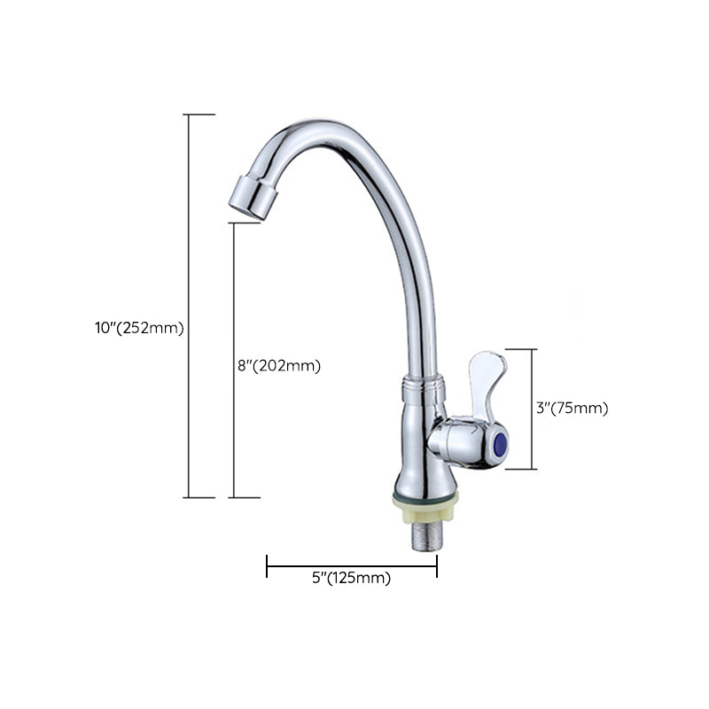 Contemporary Single Handle Bar Faucet 1-Hold Water Faucet in Chrome Clearhalo 'Home Improvement' 'home_improvement' 'home_improvement_kitchen_faucets' 'Kitchen Faucets' 'Kitchen Remodel & Kitchen Fixtures' 'Kitchen Sinks & Faucet Components' 'kitchen_faucets' 6311588
