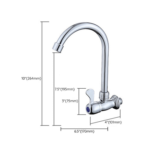 Contemporary Single Handle Bar Faucet 1-Hold Water Faucet in Chrome Clearhalo 'Home Improvement' 'home_improvement' 'home_improvement_kitchen_faucets' 'Kitchen Faucets' 'Kitchen Remodel & Kitchen Fixtures' 'Kitchen Sinks & Faucet Components' 'kitchen_faucets' 6311589