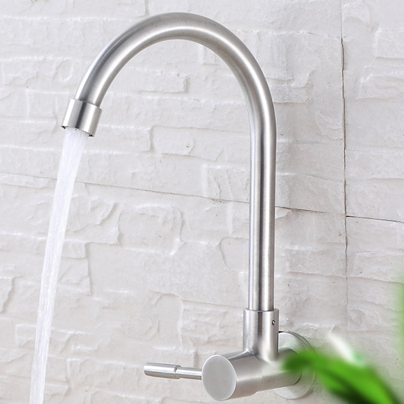 Contemporary Single Handle Bar Faucet Pull-down Wall-mounted Faucet in Chrome Clearhalo 'Home Improvement' 'home_improvement' 'home_improvement_kitchen_faucets' 'Kitchen Faucets' 'Kitchen Remodel & Kitchen Fixtures' 'Kitchen Sinks & Faucet Components' 'kitchen_faucets' 6311591