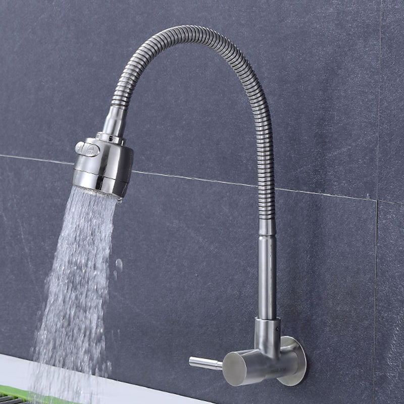Contemporary Single Handle Bar Faucet Pull-down Wall-mounted Faucet in Chrome 10.2" Clearhalo 'Home Improvement' 'home_improvement' 'home_improvement_kitchen_faucets' 'Kitchen Faucets' 'Kitchen Remodel & Kitchen Fixtures' 'Kitchen Sinks & Faucet Components' 'kitchen_faucets' 6311592