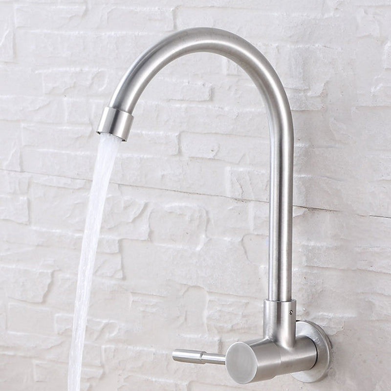 Contemporary Single Handle Bar Faucet Pull-down Wall-mounted Faucet in Chrome 9.8" Clearhalo 'Home Improvement' 'home_improvement' 'home_improvement_kitchen_faucets' 'Kitchen Faucets' 'Kitchen Remodel & Kitchen Fixtures' 'Kitchen Sinks & Faucet Components' 'kitchen_faucets' 6311593