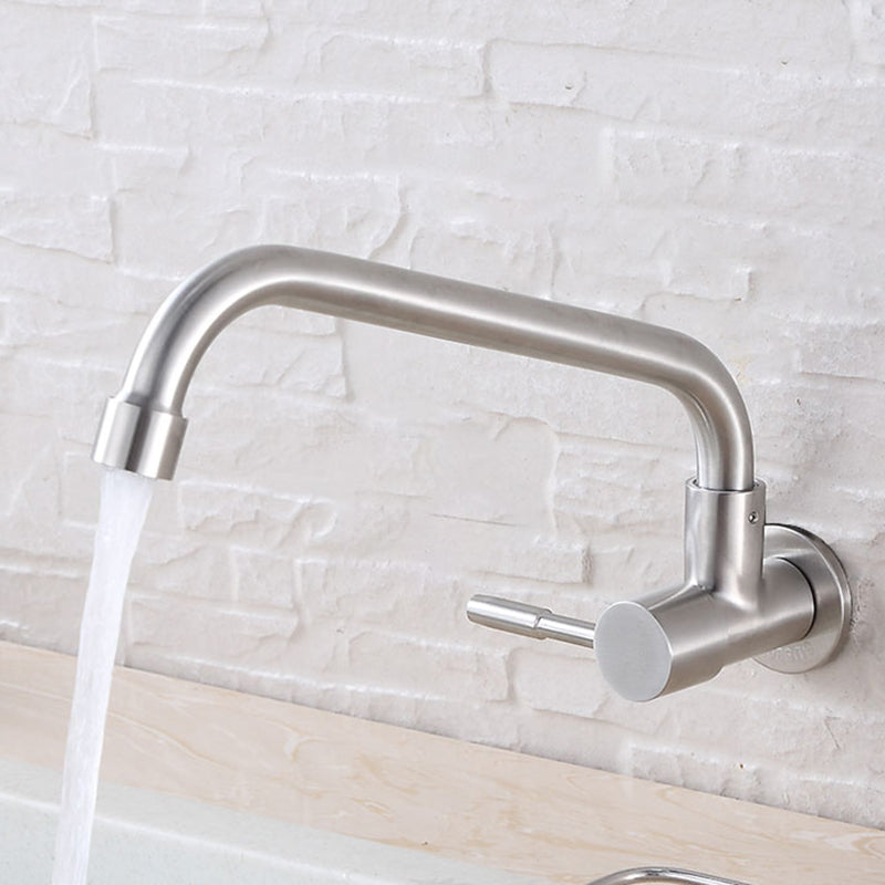 Contemporary Single Handle Bar Faucet Pull-down Wall-mounted Faucet in Chrome 2.8" Clearhalo 'Home Improvement' 'home_improvement' 'home_improvement_kitchen_faucets' 'Kitchen Faucets' 'Kitchen Remodel & Kitchen Fixtures' 'Kitchen Sinks & Faucet Components' 'kitchen_faucets' 6311595