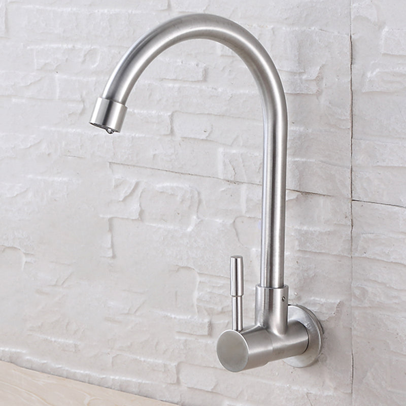 Contemporary Single Handle Bar Faucet Pull-down Wall-mounted Faucet in Chrome Clearhalo 'Home Improvement' 'home_improvement' 'home_improvement_kitchen_faucets' 'Kitchen Faucets' 'Kitchen Remodel & Kitchen Fixtures' 'Kitchen Sinks & Faucet Components' 'kitchen_faucets' 6311596
