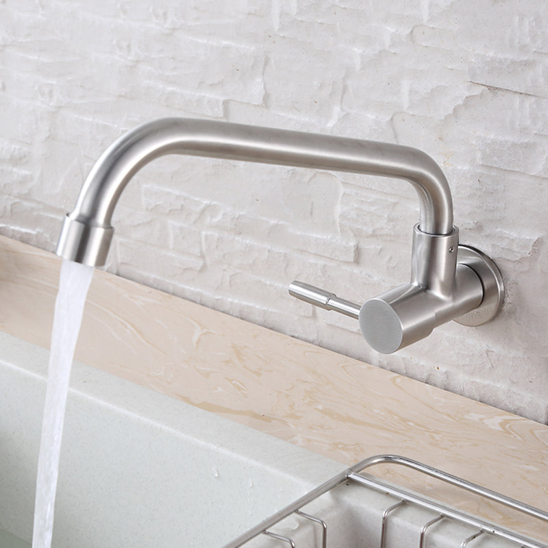 Contemporary Single Handle Bar Faucet Pull-down Wall-mounted Faucet in Chrome Clearhalo 'Home Improvement' 'home_improvement' 'home_improvement_kitchen_faucets' 'Kitchen Faucets' 'Kitchen Remodel & Kitchen Fixtures' 'Kitchen Sinks & Faucet Components' 'kitchen_faucets' 6311597