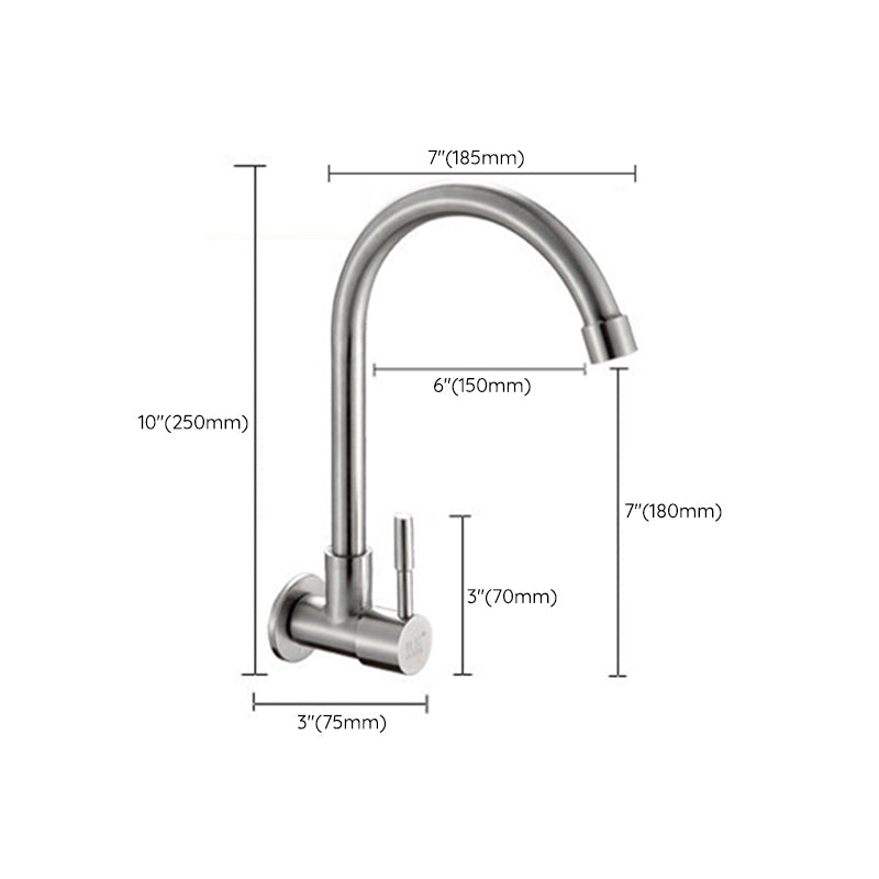 Contemporary Single Handle Bar Faucet Pull-down Wall-mounted Faucet in Chrome Clearhalo 'Home Improvement' 'home_improvement' 'home_improvement_kitchen_faucets' 'Kitchen Faucets' 'Kitchen Remodel & Kitchen Fixtures' 'Kitchen Sinks & Faucet Components' 'kitchen_faucets' 6311605
