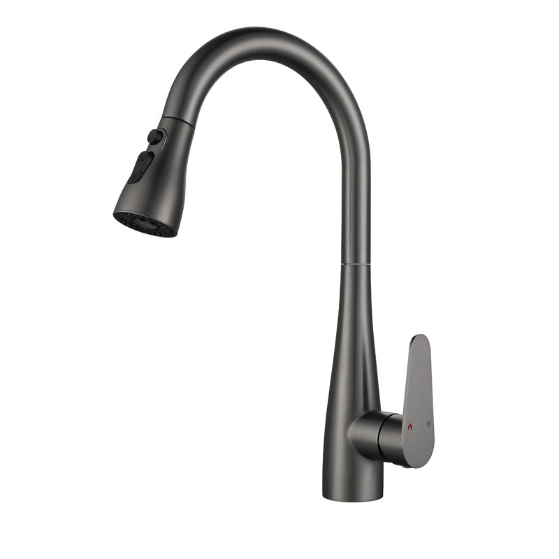 Modern Faucet 1-Handle 1-Hole Copper with Pull out Sprayer Gooseneck Faucet Clearhalo 'Home Improvement' 'home_improvement' 'home_improvement_kitchen_faucets' 'Kitchen Faucets' 'Kitchen Remodel & Kitchen Fixtures' 'Kitchen Sinks & Faucet Components' 'kitchen_faucets' 6311612