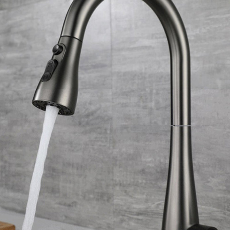 Modern Faucet 1-Handle 1-Hole Copper with Pull out Sprayer Gooseneck Faucet Clearhalo 'Home Improvement' 'home_improvement' 'home_improvement_kitchen_faucets' 'Kitchen Faucets' 'Kitchen Remodel & Kitchen Fixtures' 'Kitchen Sinks & Faucet Components' 'kitchen_faucets' 6311613
