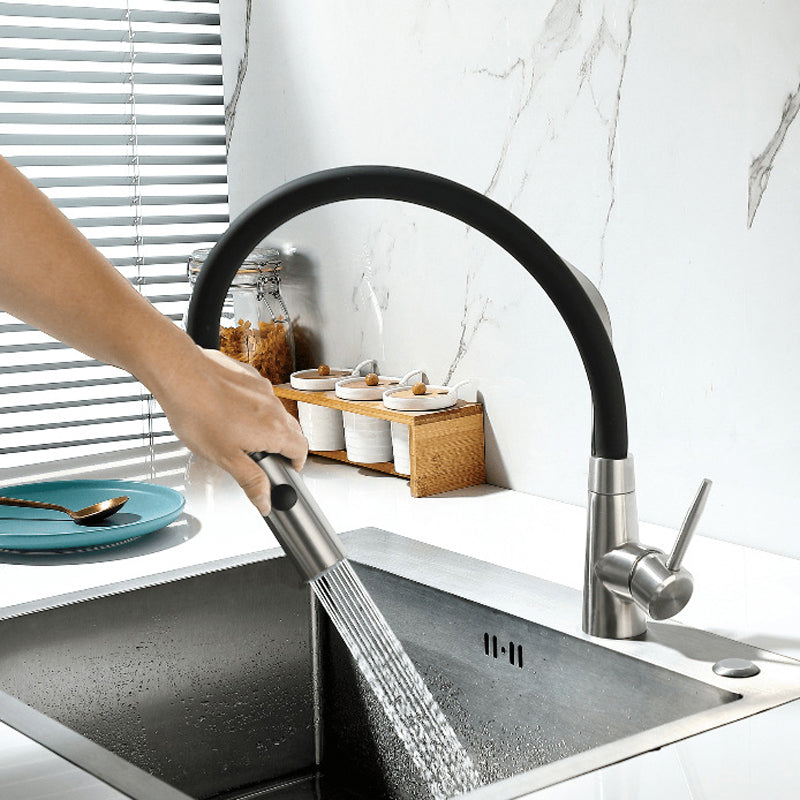 1-Handle 2-Function Kitchen Faucet Pulldown Kitchen Sink Faucet with Sprayer and Handles Clearhalo 'Home Improvement' 'home_improvement' 'home_improvement_kitchen_faucets' 'Kitchen Faucets' 'Kitchen Remodel & Kitchen Fixtures' 'Kitchen Sinks & Faucet Components' 'kitchen_faucets' 6311633
