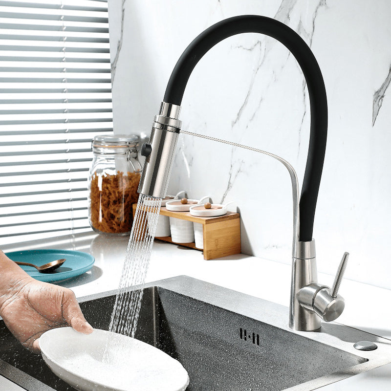 1-Handle 2-Function Kitchen Faucet Pulldown Kitchen Sink Faucet with Sprayer and Handles Clearhalo 'Home Improvement' 'home_improvement' 'home_improvement_kitchen_faucets' 'Kitchen Faucets' 'Kitchen Remodel & Kitchen Fixtures' 'Kitchen Sinks & Faucet Components' 'kitchen_faucets' 6311634