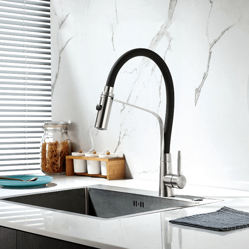 1-Handle 2-Function Kitchen Faucet Pulldown Kitchen Sink Faucet with Sprayer and Handles Clearhalo 'Home Improvement' 'home_improvement' 'home_improvement_kitchen_faucets' 'Kitchen Faucets' 'Kitchen Remodel & Kitchen Fixtures' 'Kitchen Sinks & Faucet Components' 'kitchen_faucets' 6311635