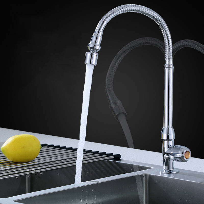 1-Hole Kitchen Faucet Single Handle Kitchen Sink Faucet with Swivel Spout Clearhalo 'Home Improvement' 'home_improvement' 'home_improvement_kitchen_faucets' 'Kitchen Faucets' 'Kitchen Remodel & Kitchen Fixtures' 'Kitchen Sinks & Faucet Components' 'kitchen_faucets' 6311637