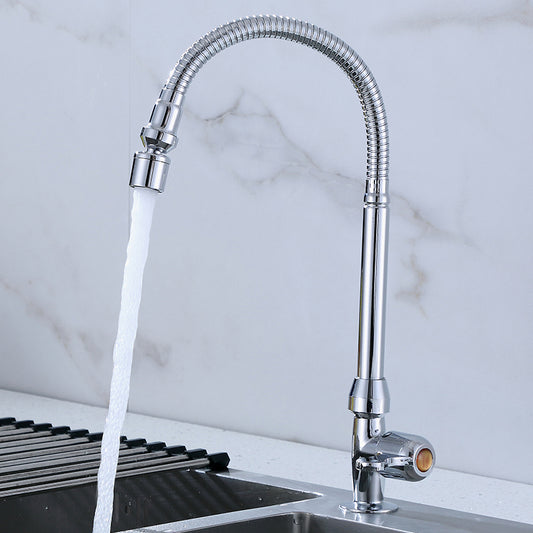 1-Hole Kitchen Faucet Single Handle Kitchen Sink Faucet with Swivel Spout Clearhalo 'Home Improvement' 'home_improvement' 'home_improvement_kitchen_faucets' 'Kitchen Faucets' 'Kitchen Remodel & Kitchen Fixtures' 'Kitchen Sinks & Faucet Components' 'kitchen_faucets' 6311640