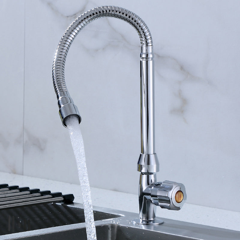 1-Hole Kitchen Faucet Single Handle Kitchen Sink Faucet with Swivel Spout Clearhalo 'Home Improvement' 'home_improvement' 'home_improvement_kitchen_faucets' 'Kitchen Faucets' 'Kitchen Remodel & Kitchen Fixtures' 'Kitchen Sinks & Faucet Components' 'kitchen_faucets' 6311642