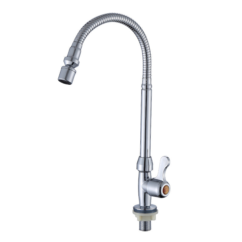 1-Hole Kitchen Faucet Single Handle Kitchen Sink Faucet with Swivel Spout Clearhalo 'Home Improvement' 'home_improvement' 'home_improvement_kitchen_faucets' 'Kitchen Faucets' 'Kitchen Remodel & Kitchen Fixtures' 'Kitchen Sinks & Faucet Components' 'kitchen_faucets' 6311645