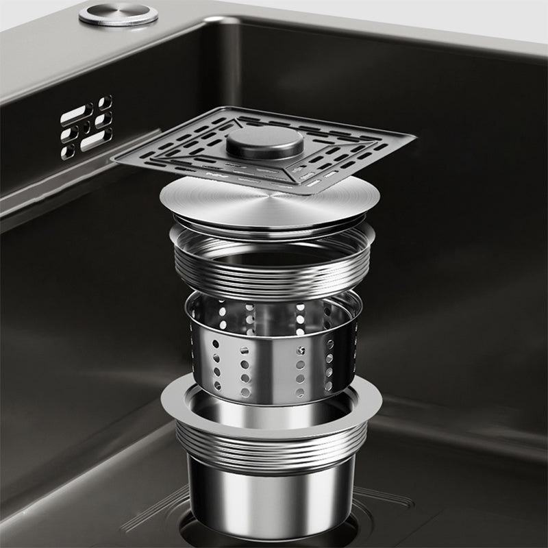 Contemporary Style Kitchen Sink Set Stainless Steel Friction Resistant Kitchen Sink Set Clearhalo 'Home Improvement' 'home_improvement' 'home_improvement_kitchen_sinks' 'Kitchen Remodel & Kitchen Fixtures' 'Kitchen Sinks & Faucet Components' 'Kitchen Sinks' 'kitchen_sinks' 6311693