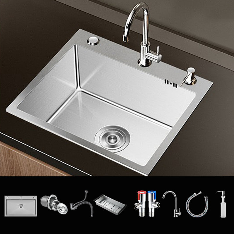 Classic Style Kitchen Sink Set Stainless Steel Corrosion Resistant Kitchen Sink Set Sink with Faucet Round Faucet Clearhalo 'Home Improvement' 'home_improvement' 'home_improvement_kitchen_sinks' 'Kitchen Remodel & Kitchen Fixtures' 'Kitchen Sinks & Faucet Components' 'Kitchen Sinks' 'kitchen_sinks' 6311706