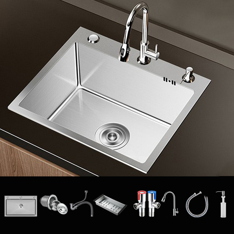 Classic Style Kitchen Sink Set Stainless Steel Corrosion Resistant Kitchen Sink Set Sink with Faucet Pull Out Faucet Clearhalo 'Home Improvement' 'home_improvement' 'home_improvement_kitchen_sinks' 'Kitchen Remodel & Kitchen Fixtures' 'Kitchen Sinks & Faucet Components' 'Kitchen Sinks' 'kitchen_sinks' 6311708