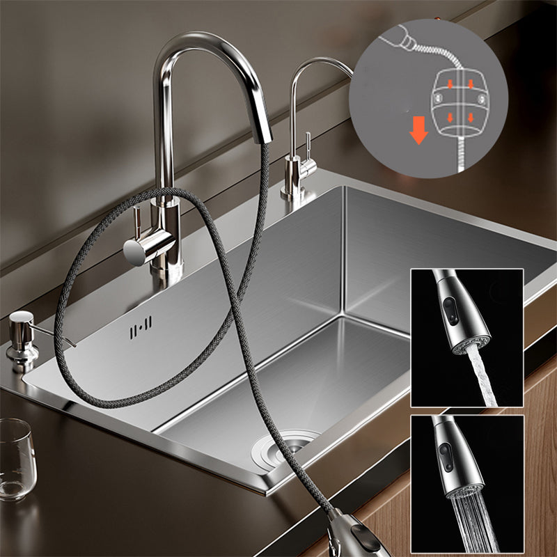 Classic Style Kitchen Sink Set Stainless Steel Corrosion Resistant Kitchen Sink Set Clearhalo 'Home Improvement' 'home_improvement' 'home_improvement_kitchen_sinks' 'Kitchen Remodel & Kitchen Fixtures' 'Kitchen Sinks & Faucet Components' 'Kitchen Sinks' 'kitchen_sinks' 6311717